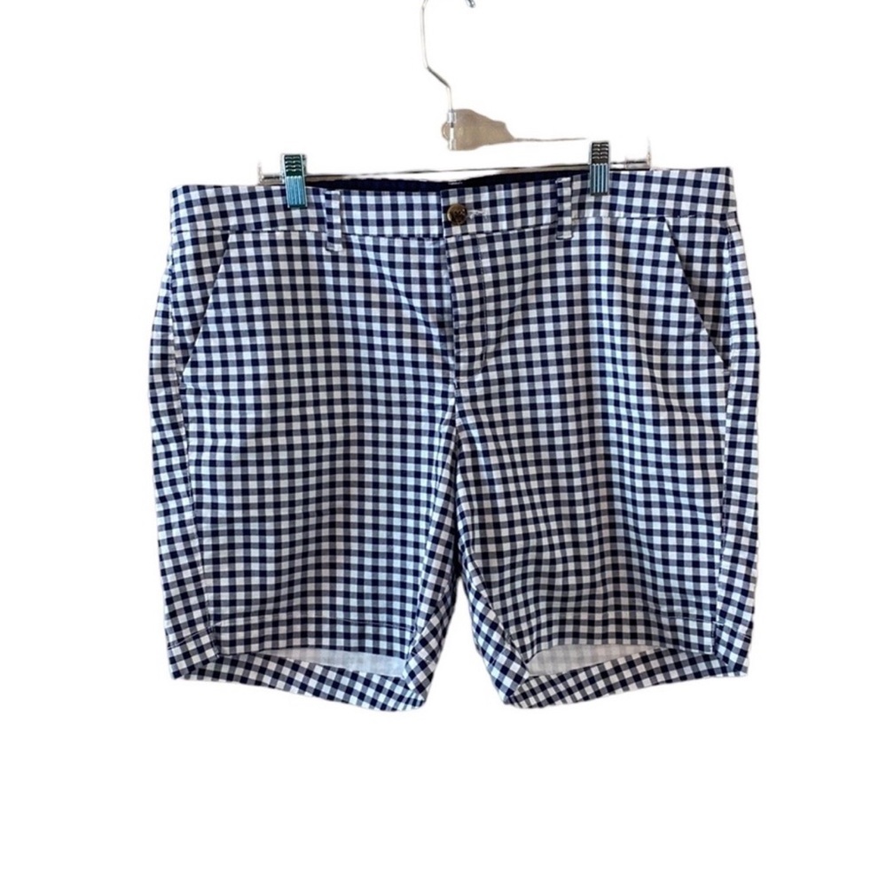 Old Navy | Blue and White Check Mid-Rise Shorts | Size 18